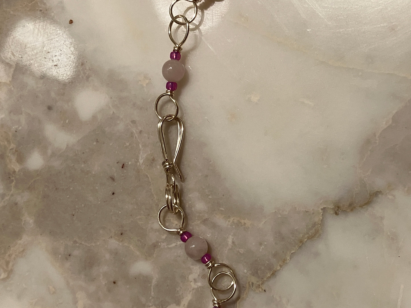 Brazilian Agate and Rose Quartz Pendant with Rose Quartz Wire Wrapped Necklace