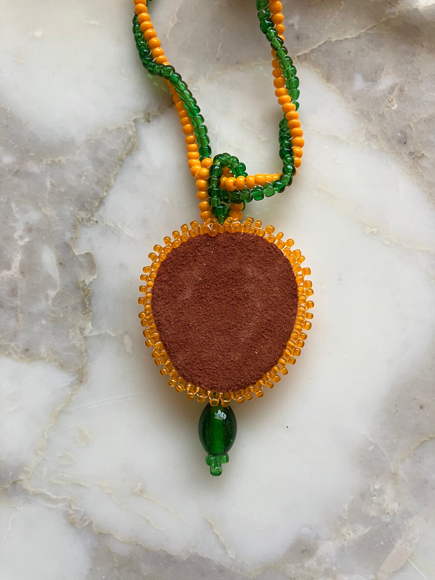 Copper and Yellow Orange with Green Dangle