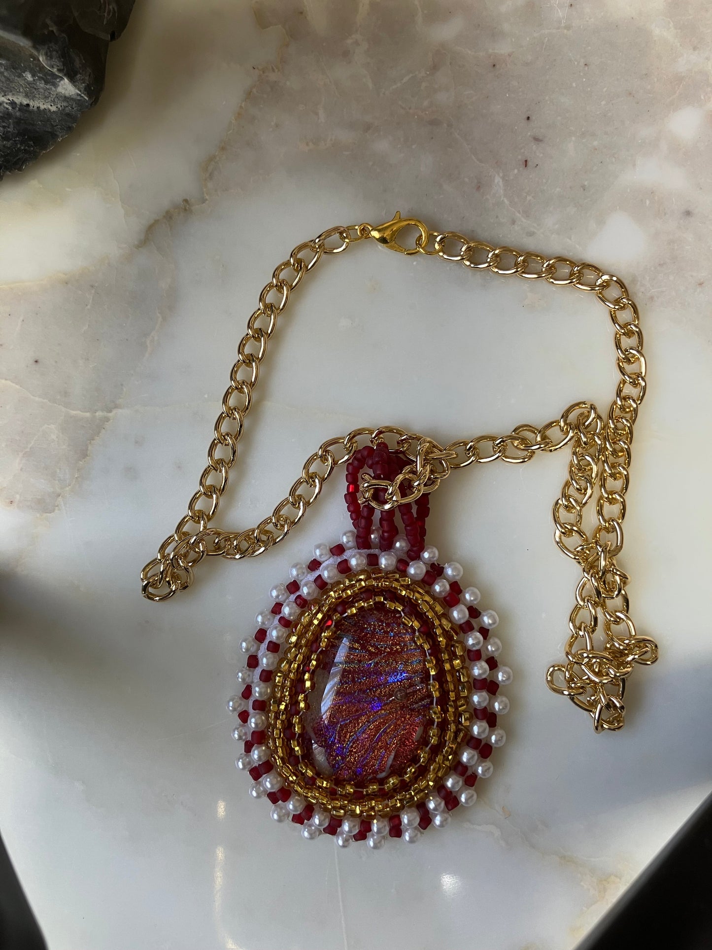 Crimson Aurora Beaded Necklace