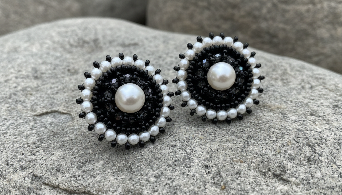 Black & White Harmony Circle Earrings