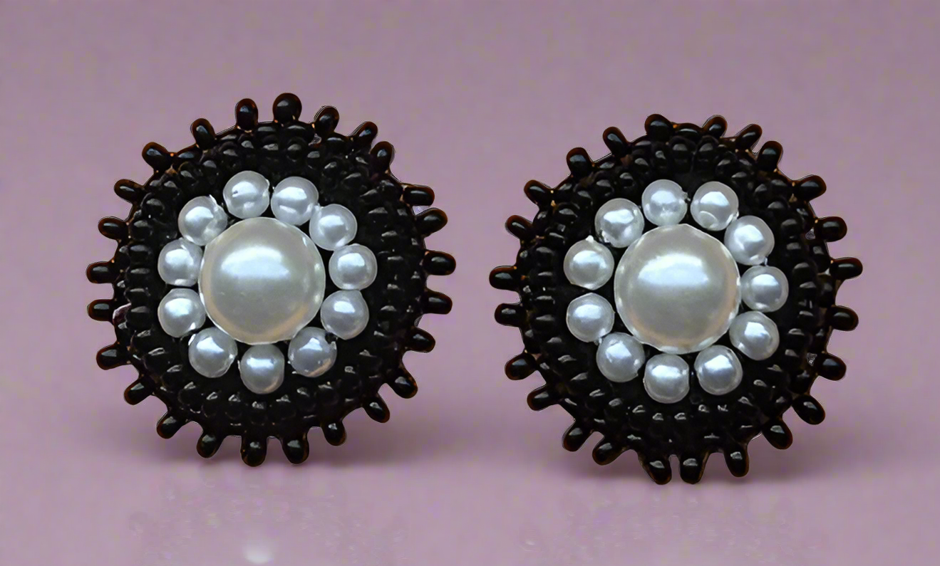 Midnight Elegance Beaded Earrings
