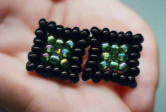 Emerald Twilight Beaded Earrings
