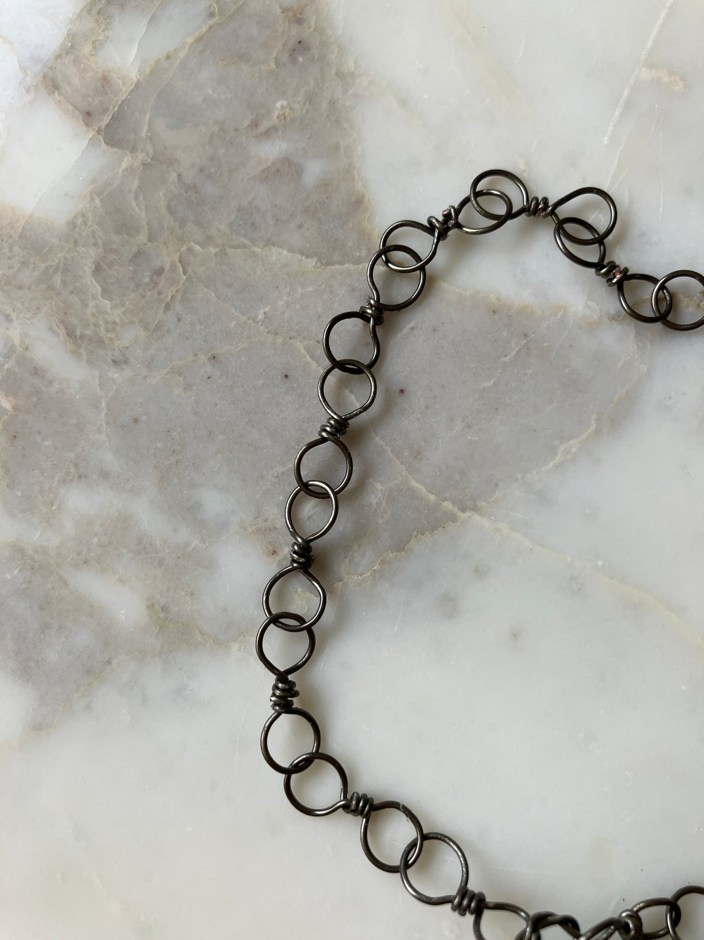 Brazilian Agate with Wire-Wrapped Chain Necklace