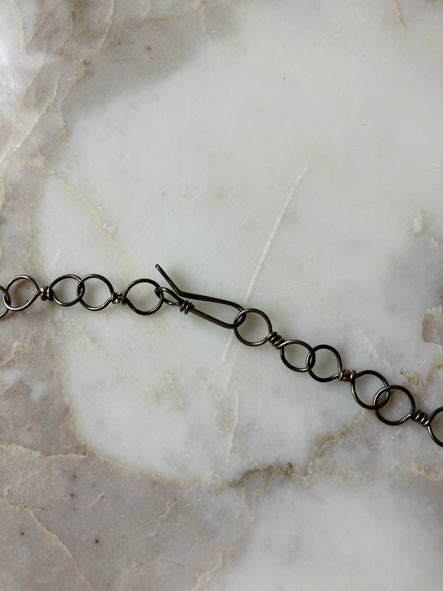 Brazilian Agate with Wire-Wrapped Chain Necklace