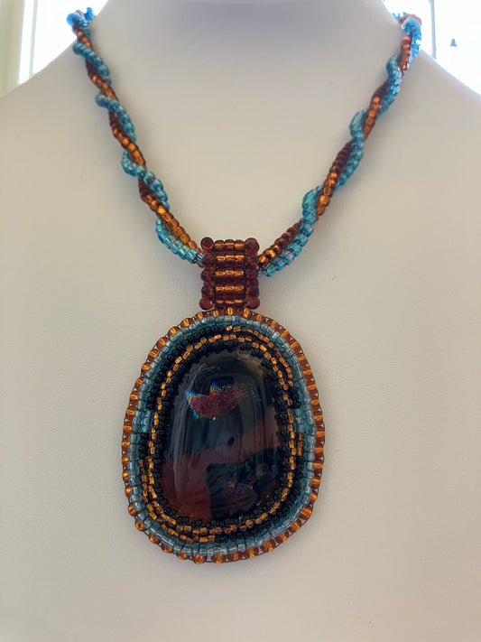 Brown, Blue and Black Necklace