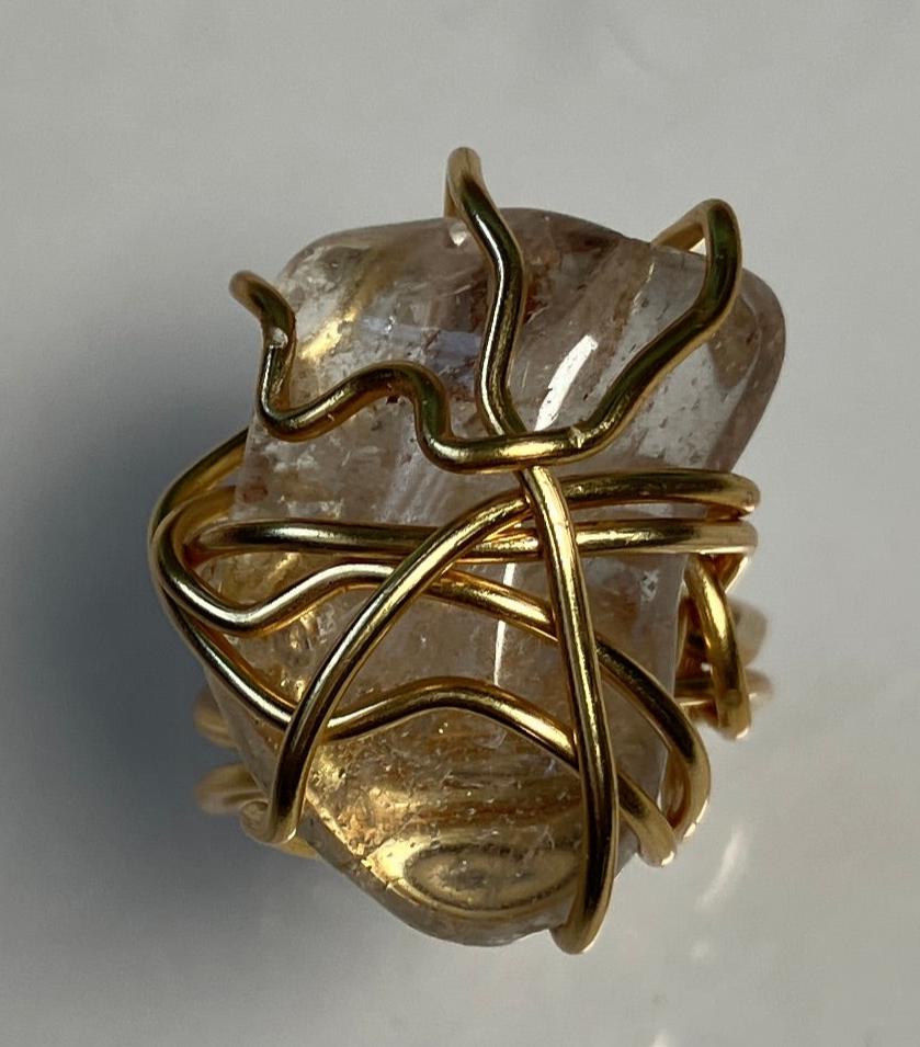 Quartz Gemstone Wire-Wrapped Ring