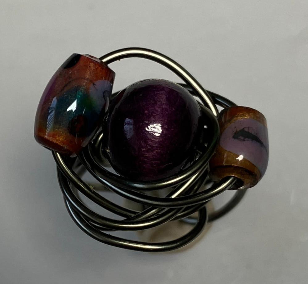 Purple Triple Bead Ring