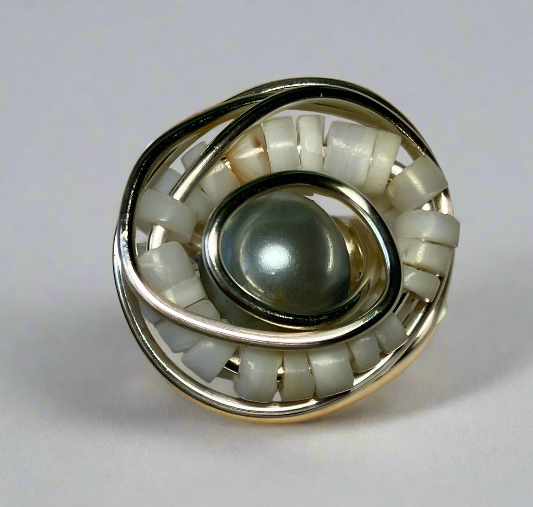 Light Gray Faux Pearl with Shells