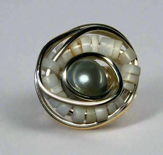 Light Gray Faux Pearl with Shells