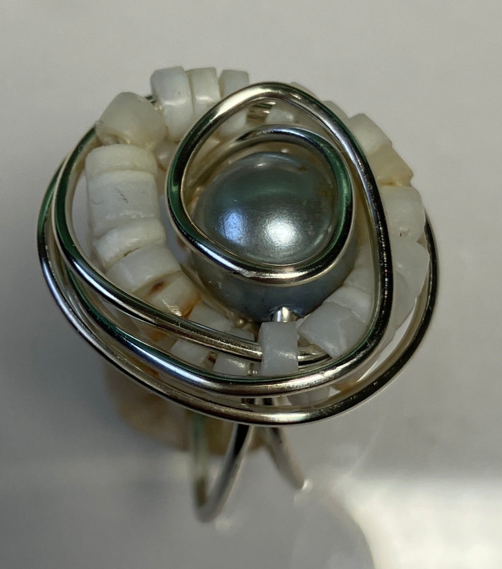Light Gray Faux Pearl with Shells