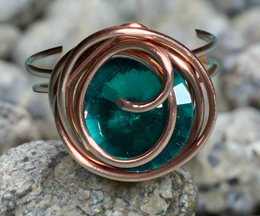 Green Glass Crystal Ring