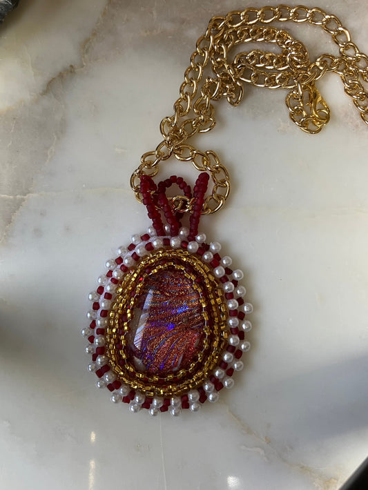 Crimson Aurora Beaded Necklace