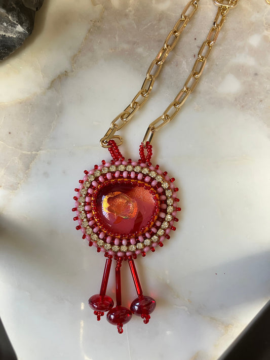Ruby Radiance Beaded Necklace