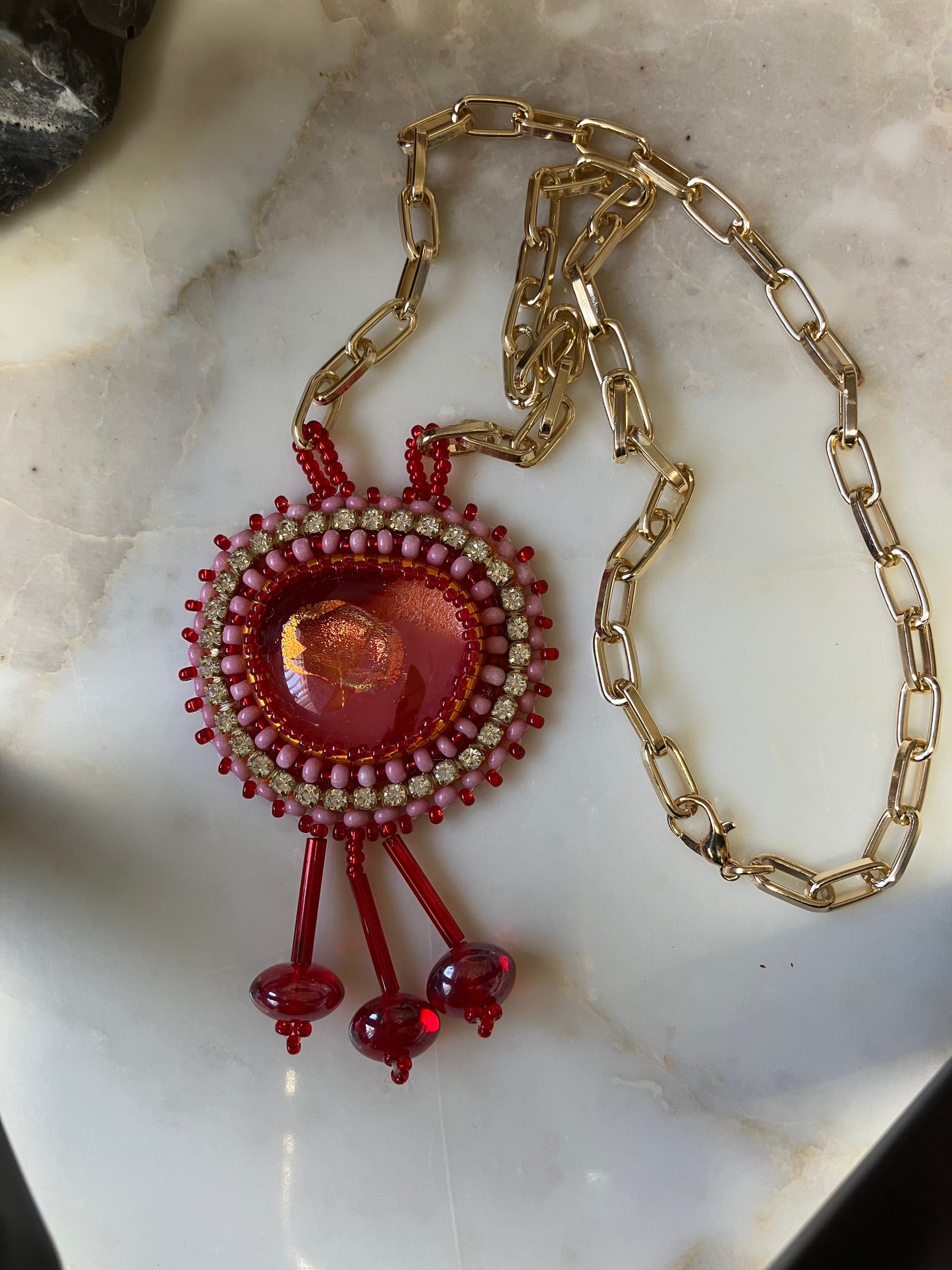 Ruby Radiance Beaded Necklace
