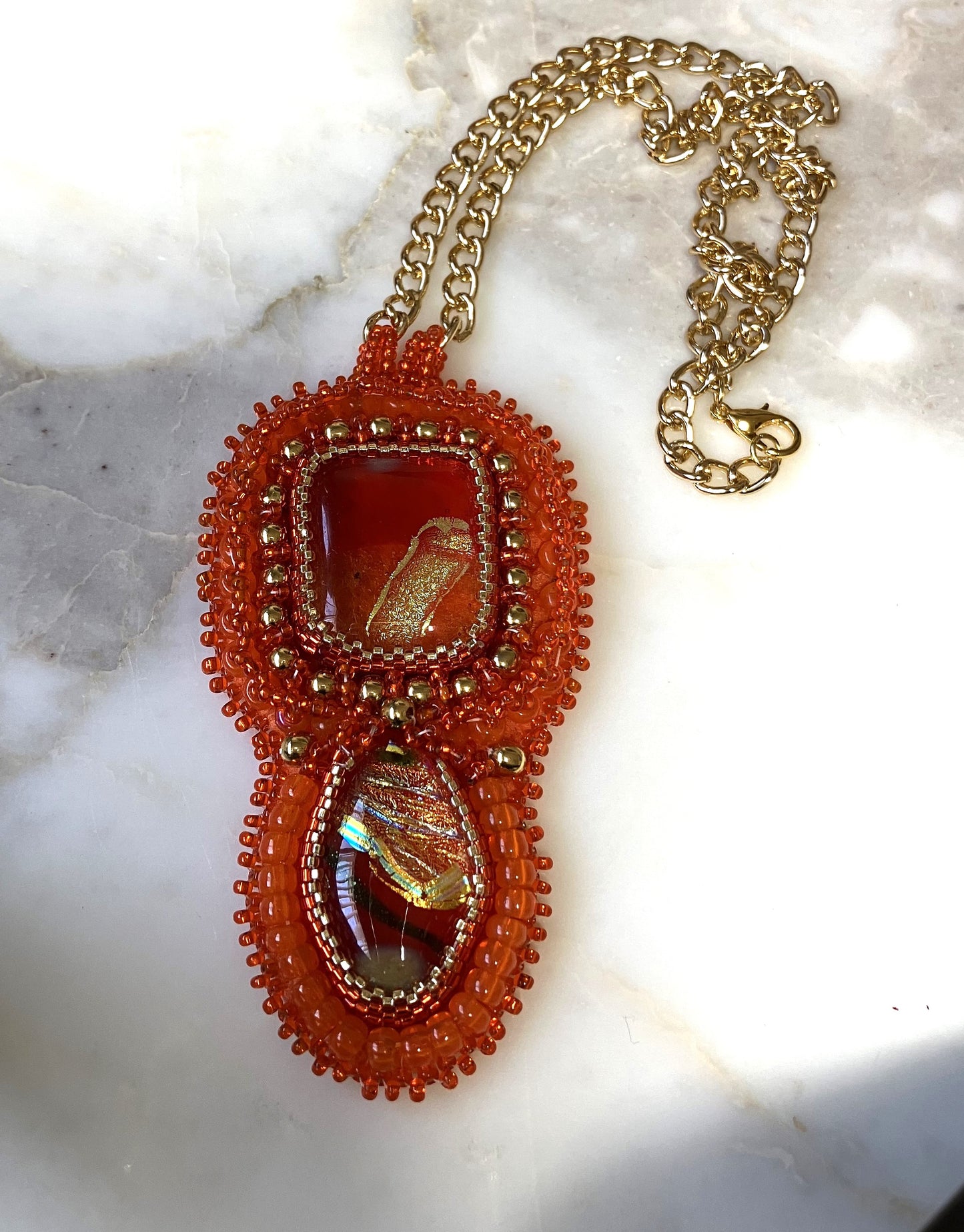 Ember Glow Beaded Necklace