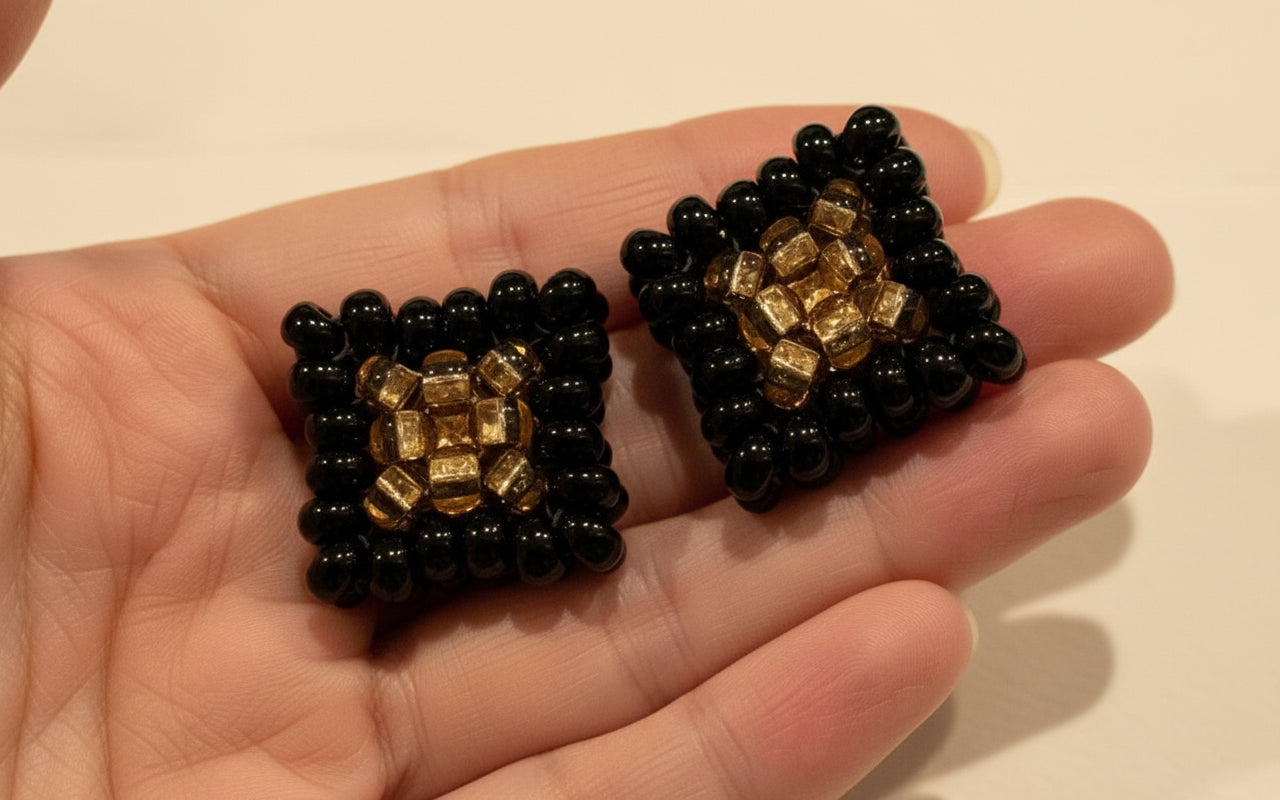 Emerald Twilight Beaded Earrings