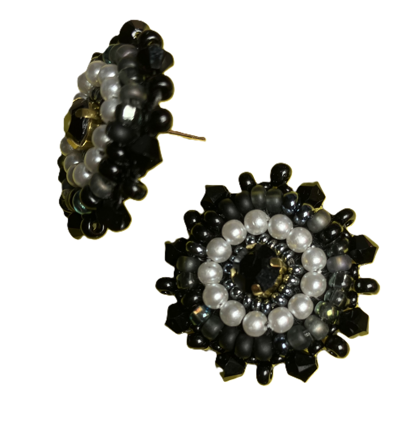 Noir Pearl Rosette Earrings