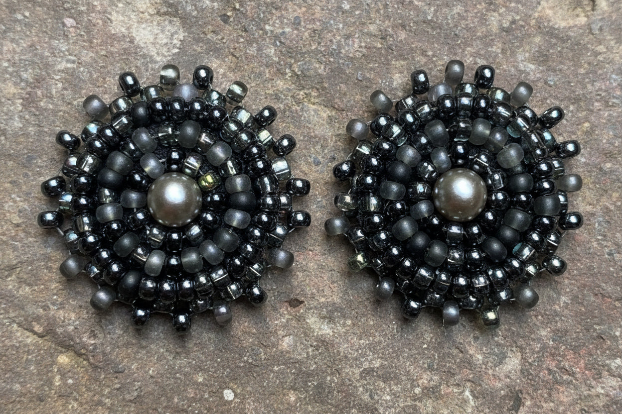 Smoky Pearl Midnight Stud Earrings