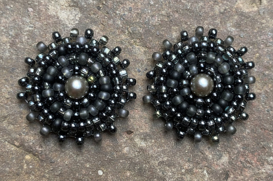Smoky Pearl Midnight Stud Earrings