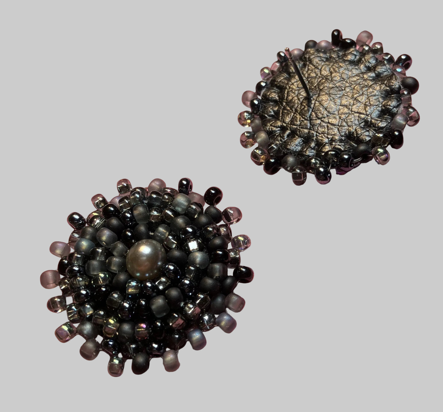 Smoky Pearl Midnight Stud Earrings