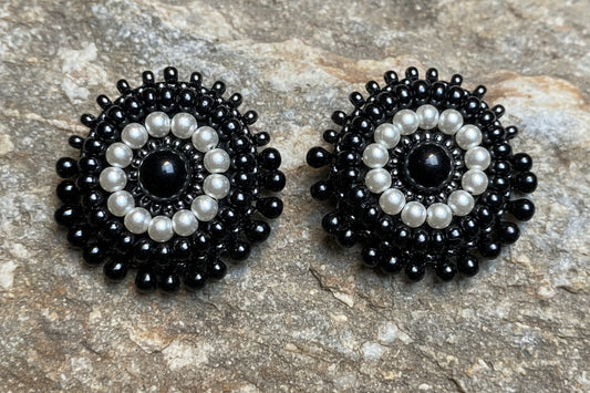 Snowfall Noir Pearl Stud Earrings