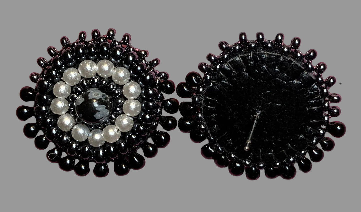 Snowfall Noir Pearl Stud Earrings