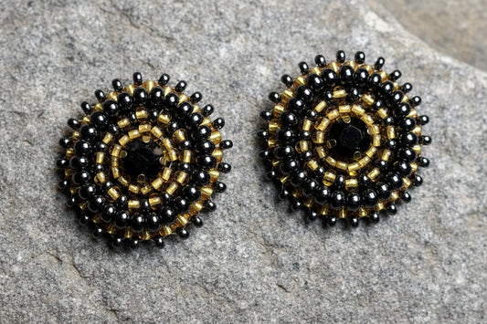 Gilded Noir Halo Stud Earrings