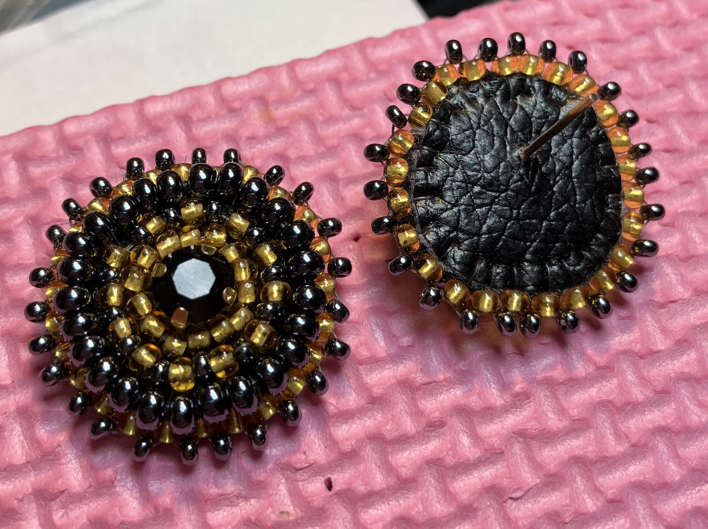 Gilded Noir Halo Stud Earrings