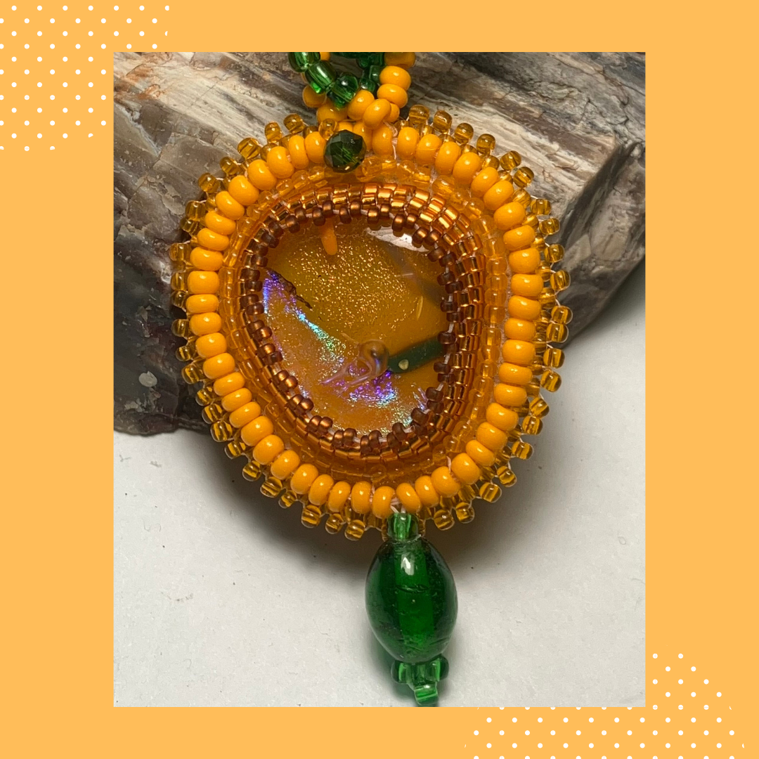 Copper and Yellow Orange with Green Dangle