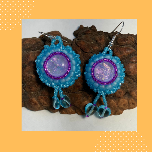 Sky Blue Hearts Dichroic Earrings