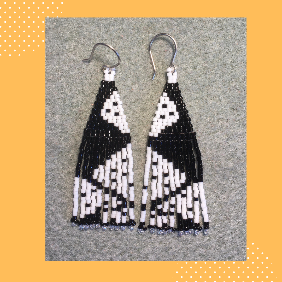 Black and White Fringe Earrings