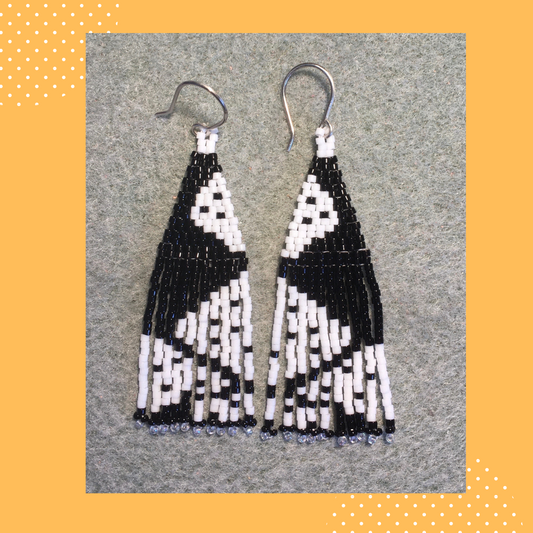 Black and White Fringe Earrings