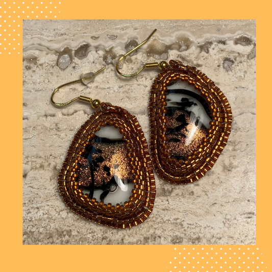 Copper, Black and White Dichroic Earrings